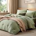 WRENSONGE Twin/Twin XL Comforter Set- 5 Pieces Sage Green Bed in a Bag, All Season Twin Bedding Sets with 1 Fitted Sheet, 1 Flat Sheet, 1 Pillow Sham and 1 Pillowcase