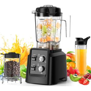 Blender, 1800W Blender with Grinder - 6-Blade Professional Smoothie Blenders for Kitchen, Crushes Ice, Self-Cleaning, 68oz & 27oz Jars Dishwasher Safe, for Baby Food, Nut Butter