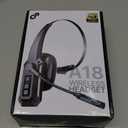 Trucker Bluetooth Headset with Mic, Wireless Headset with Noise Cancelling Microphone & Mute Button, 60Hrs Battery, Over-The-Head Bluetooth Headphones for Work, Cellphone, Laptop, Office, Black