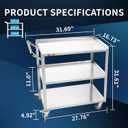 Treshin 3 Tier Stainless Steel Utility Cart, 16.73" W x 27.76" L x 31.61" H