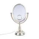 JERDON Lighted Makeup Mirror with 10X-1X Magnification & 15X Spot Mirror - Nickel Finish - Model HL9510NL