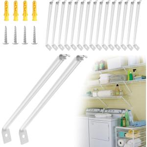 15 Pack 12 inch Wire Shelf Brackets, Closet Shelf Support Bracket with Anchors and Pins Support Wire Shelving Brackets for Kitchen, Pantries, Garages, Laundary, Shop and More