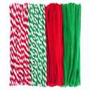 400 Pieces Christmas Pipe Cleaners Chenille Stems for DIY Art Crafts Decorations Supplies, Red Green White