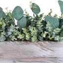Winlyn Farmhouse Eucalyptus Arrangement in Rustic Rectangular Wooden Planter Artificial Eucalyptus Stems Greenery Centerpiece for Home Living Room Kitchen Counter Mantel Table Centerpiece Dcor