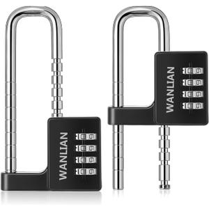 Wanlian Combination Lock,4 Digit Combination Lock 3/8Inch Long Shackle Outdoor Waterproof Padlock for School Locker, Gym Locker, Hasp Storage, Fence, Gate, Cooler, Case (Black, 1 Pack)