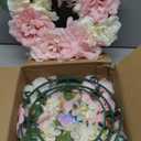 DIYDOFUN Artificial Flower Candle Rings - 6 Inch Inner Rose Floral Wreaths with Butterflies for Wedding Bridal Event Table Centerpieces Backdrop Decorations (Pink & White, 2 X Candle Rings)