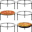 6 Pcs Pizza Stand Holder, 8.5 Inch Round Pizza Tray Riser Rack Holder Black Metal Wire Pizza Rack for Serving, Metal Display Stands for Home, Restaurant and Party