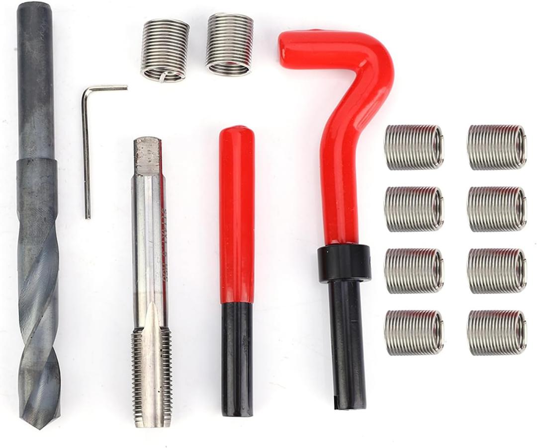 Helicoil Thread Repair Kit M14x1.5 Female Thread Repairing Accessory Assortment (15 Pcs) Thread Metric Inserts Repair Kits for Auto Repairing Hand Tool
