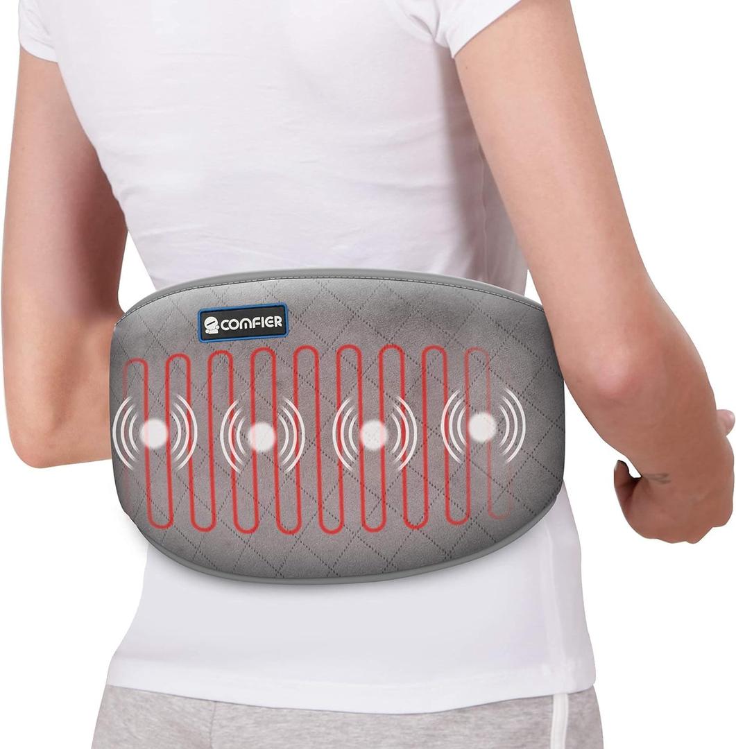 Comfier Heating Pad with Massager,Back Massager with 2 Heat Levels & 3 Massage Modes,Heating Pads for Cramps,FSA or HSA Eligible,Heated Massage Belt for Abdominal, Lumbar,Fit for Women,Men (Gray)
