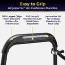 Air-Go Foldable Walker with Seat, Rollator Walkers for Seniors with Airgonomic Grips, Adjustable Height 4'9"-6'7", 300 lb Capacity, Black