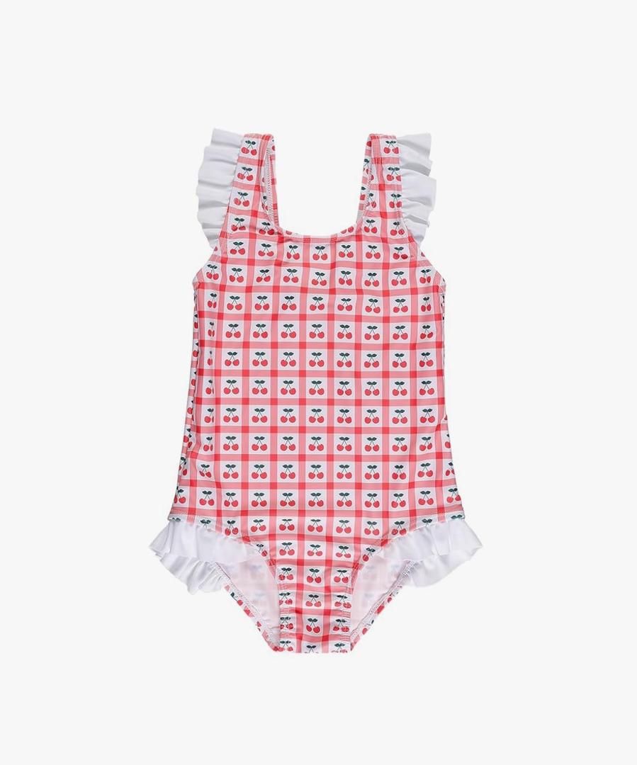 LIZENS One Piece Swimsuit for Girls Swimwear with Ruffled Children Bathing Suit,7-8 Y