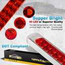 Partsam 17 Inch 40 LED Red Trailer Light Bar Waterproof Sealed 17" Utility Trailer Truck RV Pickup Led Stop Tail Third 3rd Brake Marker Clearance Identification Light Bar w/Chrome Bezel DOT Compliant