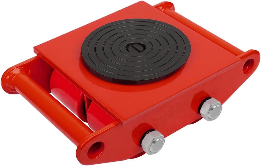 Machinery Mover 6T 13200LB Capacity Machinery Skate 4 Wheels Dolly Skate Roller with 360 Degree Rotation Cap for Warehouse Workshop Factory, Red