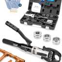 CHANHYD Hydraulic Copper Tube Fittings 1/ 2, 3/ 4, 1" Press Crimping Tool Kit Pex Pipe Crimper Pressing Pliers Stainless PEX Press Sleeves for Narrow Space Tee Copper Pipe