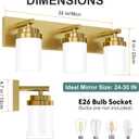IZORRO Bathroom Vanity Light Fixture, 3-Light 22 Inch Gold Bathroom Light Fixtures Over Mirror, with White Glass Shade, Modern Farmhouse Vanity Lights, Rustic Restroom Lighting Fixtures