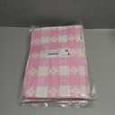 3 x Rectangle Vinyl Table Cloth, Waterproof Elastic Fitted Tablecloth with Flannel Backing, Plastic Table Cover for Picnic, Camping, Outdoor (White & Pink, 30"x72")