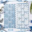 SmoothNovelty 4 Pcs Bow Hand Towels for Bathroom 13 x 29'' Soft 100% Cotton Coquette Face Towel Kitchen Decor Absorbent Preppy Bathroom Decor Bridal Shower Wedding Gift(Blue)