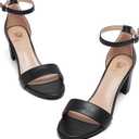FW FRAN WILLOR Women Open Toe Low Chunky Short Heels Ankle Strap Block Heel Sandals Party Dress Wedding Pump Shoes, Size 39.5