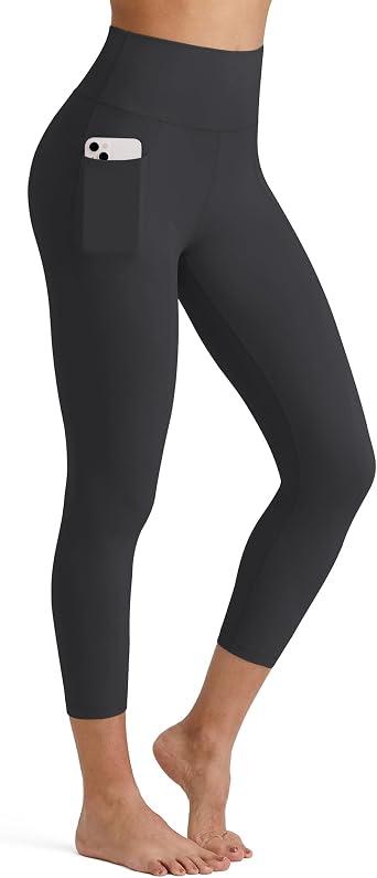 G4Free BareFeel High Waisted Leggings for Women No See Through Tummy Control Cycling Workout Yoga Pants with Pockets (Black,M,27")