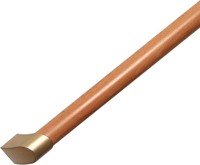 HouseAid 10.2 ft Wood Handrail for Indoor Stairs, Solid Beech Stairs Handrail with Gold Metal Alloy Brackets, Upgraded 1-3/5” Round, Wall Mounted