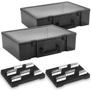 Chunful 2 Pcs Name Tag Holder with Case, Foam Name Badge Storage Tray Holds 48 Badges ID Badge Tray Organizer for Desk Classroom Office School, 14 x 10.6 x 4 in (Black)