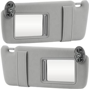 Gray Driver Left + Passenger Right Side Sun Visor Replacement Compatible with 2007 2008 2009 2010 2011 Toyota Camry Without Sunroof Replace 74310-06750-E0, 74320-06780-B0 (Grey)