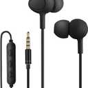 Sleep Headphones, Soft Earphones Wired for Sleeping, Sleep Earpbuds for Side Sleeping, in-Ear Headphones with Mic and Volume Control, Noise-Isolating, Travel, Relaxation (Black)