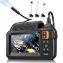 Endoscope Camera with Light, Inspection Borescope Camera with 4.3" IPS Screen, 1920P HD with 8 LED Lights, 32.8FT Semi-Rigid Cord Bore Scope, IP67 Waterproof Endoscope for Sewer, Tools(Orange)