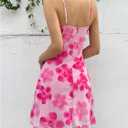 SOLY HUX Girl's Floral Cami Sleeveless Mesh Bodycon Summer Mini Dresses (Pink)