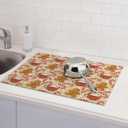 Christmas Dish Drying Mat for Kitchen Counter 18"x24", Gingerbread Man Candy Cane Coffee Mat Dishes Drying Pad Absorbent Drainer Mat Kitchen Countertop Protector Easy Clean