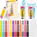 Affrolling 12 Set Erase Board with 12 Colors Markers Wool Felt Eraser Dustless Chalkboard Eraser Cleaner Wood Chalk for End of Year Gifts Office