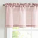 jinchan Casual Weave Valance Curtains for Kitchen Living Room Bathroom 18 Inch Linen Textured Semi-Sheer Window Valance Privacy Farmhouse Country Half Window Curtains 1 Panel Rod Pocket Pink