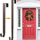 Wreath Hanger,Adjustable Length 14.9-25 Inch Metal Door Hanger,Wreath Hanger for Front Door 20 lbs Larger Christmas Wreaths Decorations Hook (Brown)