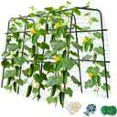 Cucumber Trellis for Raised Bed and Garden, 47" H x 63" W U-Shaped Metal Garden Trellis for Climbing Plants with Nylon Netting, Vegetable Support Frame