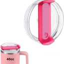 Replacement 40 oz Tumbler Lid Compatible with Stanley Cup, Dustproof Spill Proof Splash Resistant Tumbler Covers Fit for Stanley Tumbler and More Coffee Mugs,Pack of 1 (Hot pink)