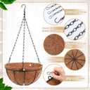 Dandat 12 Pack Hanging Planter Basket Outdoor Large Hanging Flower Pots Indoor 10 inch with Coco Coir Liner Round Wire Plant Holder Chain Basket Garden for Home Decor Balcony Office