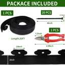 No Dig Lawn Edging Kit,20 FT Landscape Edging Border with Stakes fit for Lawn,Flower Garden,Grass,Lawn Edging,The Yard (Black)