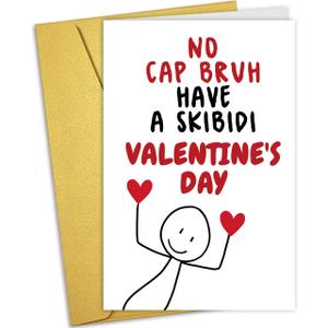 2 x Funny BRUH Valentines Day Card for Boys Girls Teens, Humorous Gen Z Slang Valentine's Day Card Gift for Son Daughter Grandson Granddaughter Nephew Niece Teenager, Gift for Teen (#2)