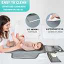 3 x Portable Changing Pad for Baby - Memory Foam Diaper Changing Mat with Wipes Pocket, Waterproof PEVA & Easy Clean - Compact Fold, Stroller & Shoulder Strap - Travel Diaper Clutch for Newborn