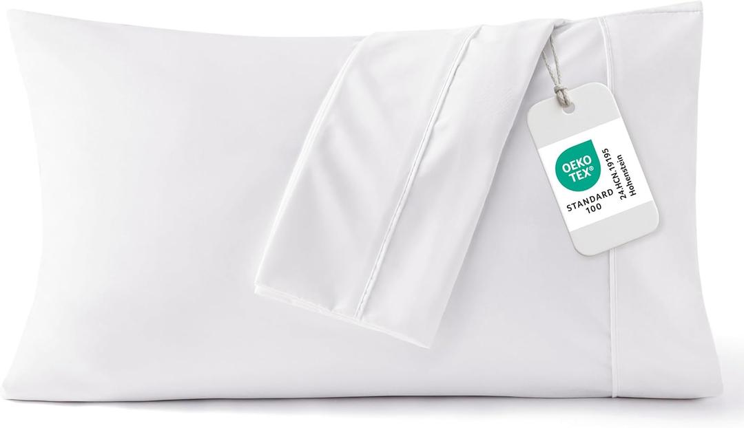 Bedsure Pillow Cases Standard Size Set of 2 - White Brushed Microfiber Pillowcases, Super Soft Pillowcase, Pillow Shams Covers with Envelope Closure for Kids, Wrinkle, Fade Resistant, 20x26 Inches