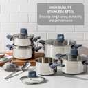 T-fal Essentials Stainless Steel Cookware Set, 2-Piece 8" and 10.5", Induction Compatible, Oven Safe 350F, Pots and Pans Set, Cooking Skillets, Cookware, Kitchen Frying Pans, Silver/Blue