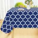 Smiry Rectangle Table Cloth Cover, Waterproof Vinyl Tablecloth with Flannel Backing for Rectangle Tables, Wipeable Spill proof Plastic Tablecloths for Dining, Camping and Indoor (60"x102", Navy)