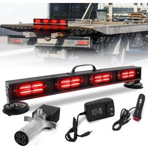 Wireless Trailer Tow Light Bar with 4-Pin RV Round Transmitter for Truck Roadblock Cars Rechargeable Battery Powerful Magnetic Base Emergency Brake/Turn Signal Ultra Bright LED Tow Light Bar