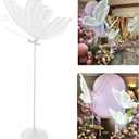 2PCS 23.6" Wedding Butterfly LED Floor Lamp, 48W 110V Creative Ceiling Lamp 57.5-70.1" Adjustable Height Hanging Decoration Props for Wedding Party (Silver, White Light)