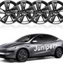 Upgraded 2025 Model Y Juniper Wheel Covers for Tesla Accessories 2025 19 Inch Rim Protectors (Set of 3) with Enhanced Elasticity Wheel Cover Replacement (Black)