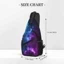 Galaxy Crossbody Sling Bags for Women Men Blue and Purple Galaxy with a Planet and a Moon Space Background Travel Sling Backpack Casual Shoulder Bag Universe Theme Gym Sports Hiking Daypack