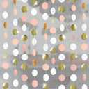 Cheerland Clearance Pink Gold Party Decorations Dot Garlands Circle Banner Streamer Backdrop Hanging Decor for Birthday Wedding Engagement Bridal Baby Shower Sweet 16 Mothers Day Party Supplies