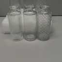 Clear Glass Bottle Vase 3 Designs: Ribbed, Striped or Textured, Mini Glass Bottle Vase, Small Stem Bud Vase, Wedding Flower Display Centerpiece, Alanis (Striped) Set of 12 