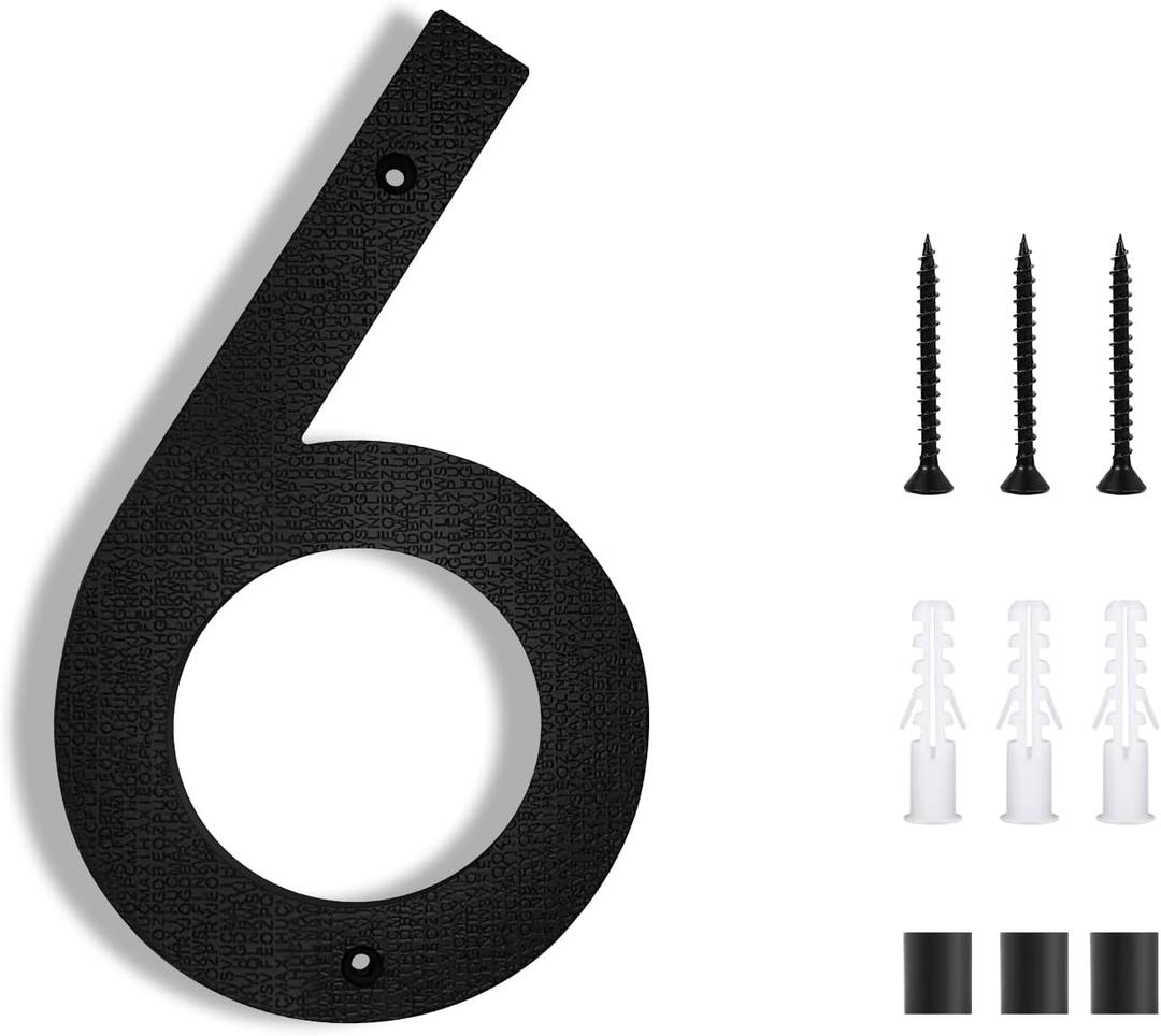 2 x 8 Inch House Numbers for Outside Modern | Large Floating Black House Numbers | Address Numbers/Door Garage Gate |911 Visibility Signage (6)