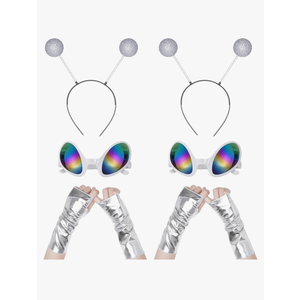 Halloween Alien Antenna Headband Glasses Metallic Gloves Alien Sunglasses Costume Party Accessories Space Costume Accessories